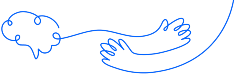 brain and hugging hands doodle, representing the IronMatt mission